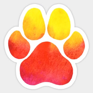 Yellow and Orange Paw Print Sticker